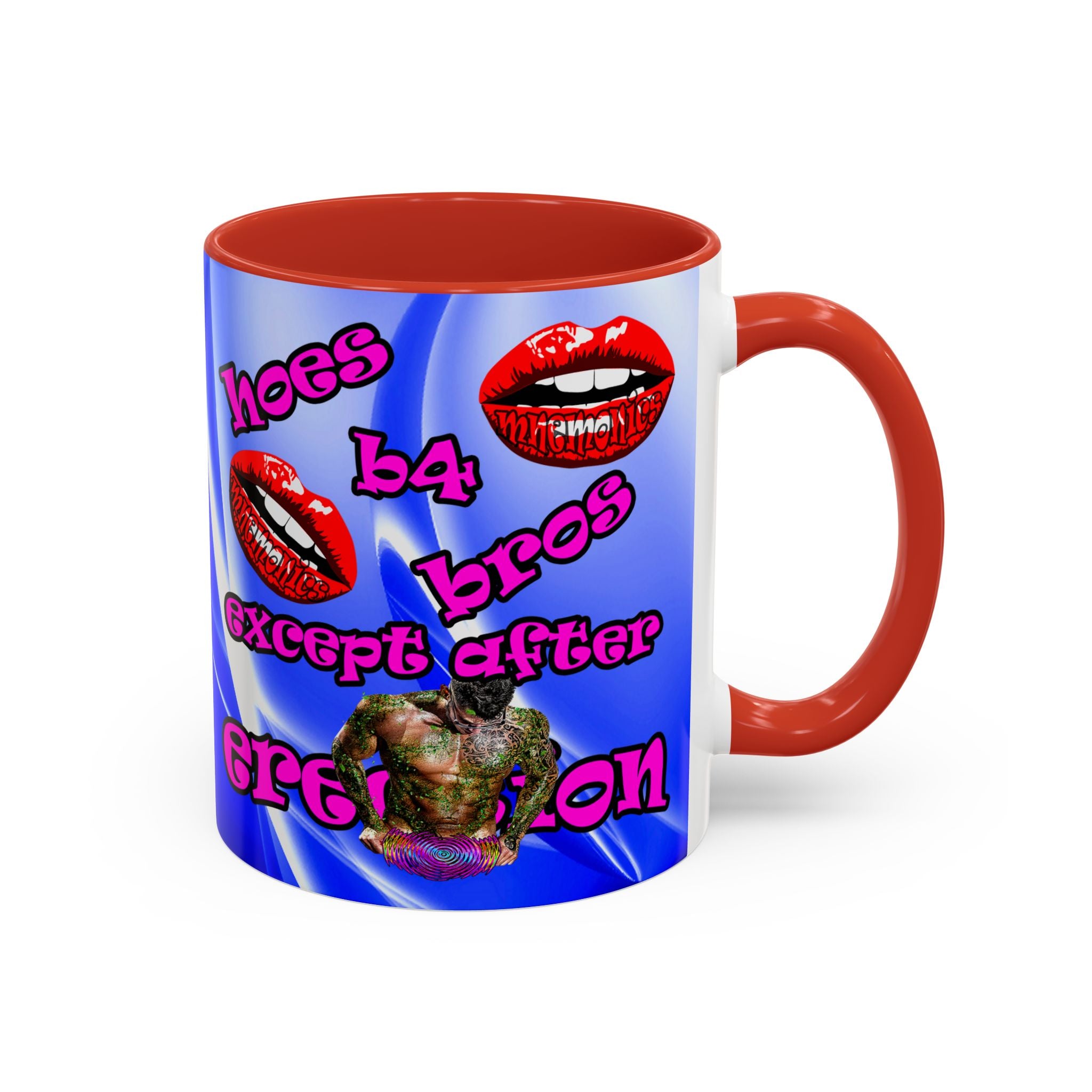 hoes b4 bros - Accent Mug (blue-white wave)