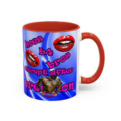 hoes b4 bros - Accent Mug (blue-white wave)