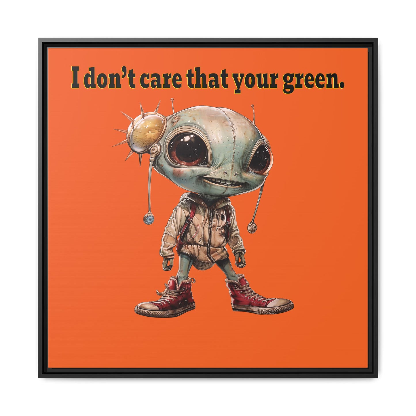 I don't care that your green - framed canvas art (orange)