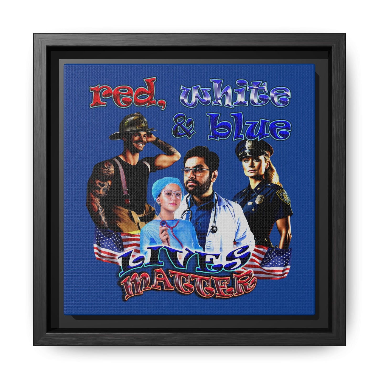 rw&b lives matter - framed canvas art (dark blue)