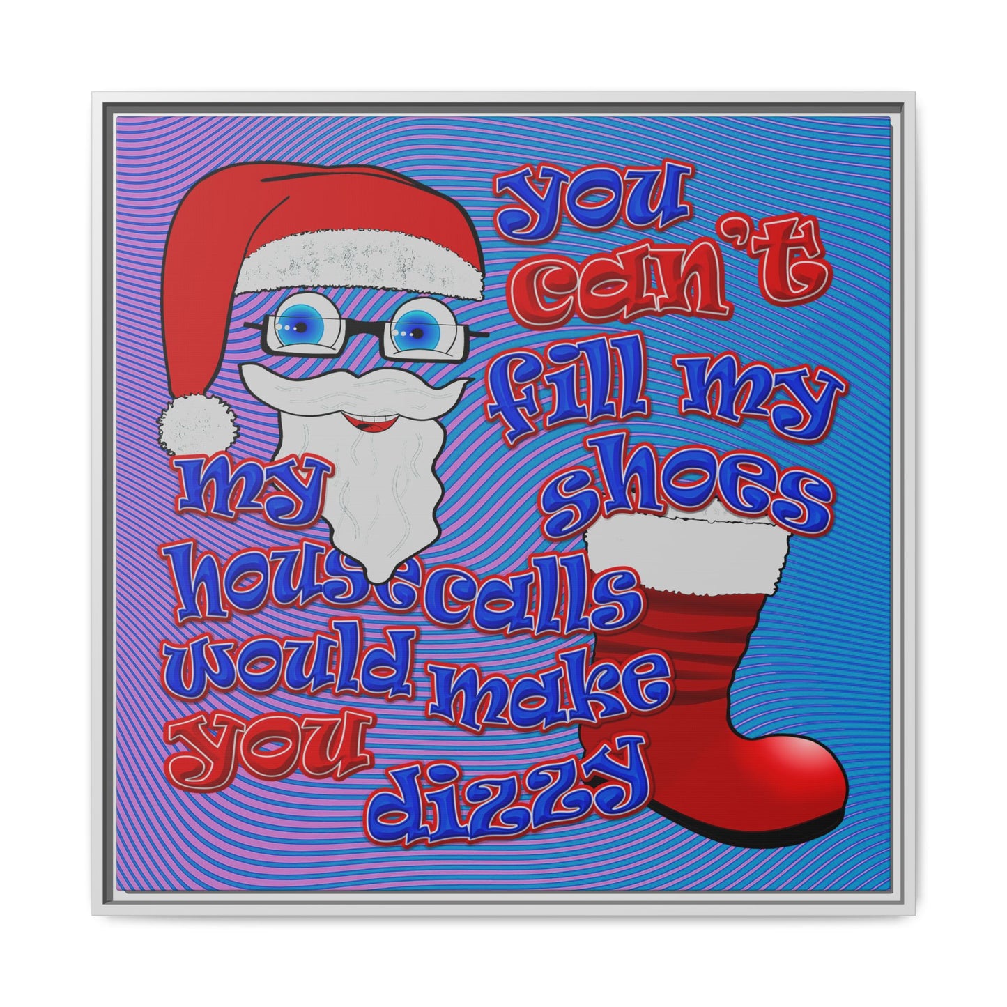 santa's shoes - framed canvas art (light blue-purple wave)