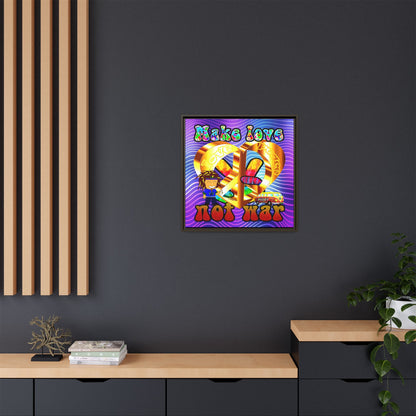 love peace - framed canvas art (purple wave)