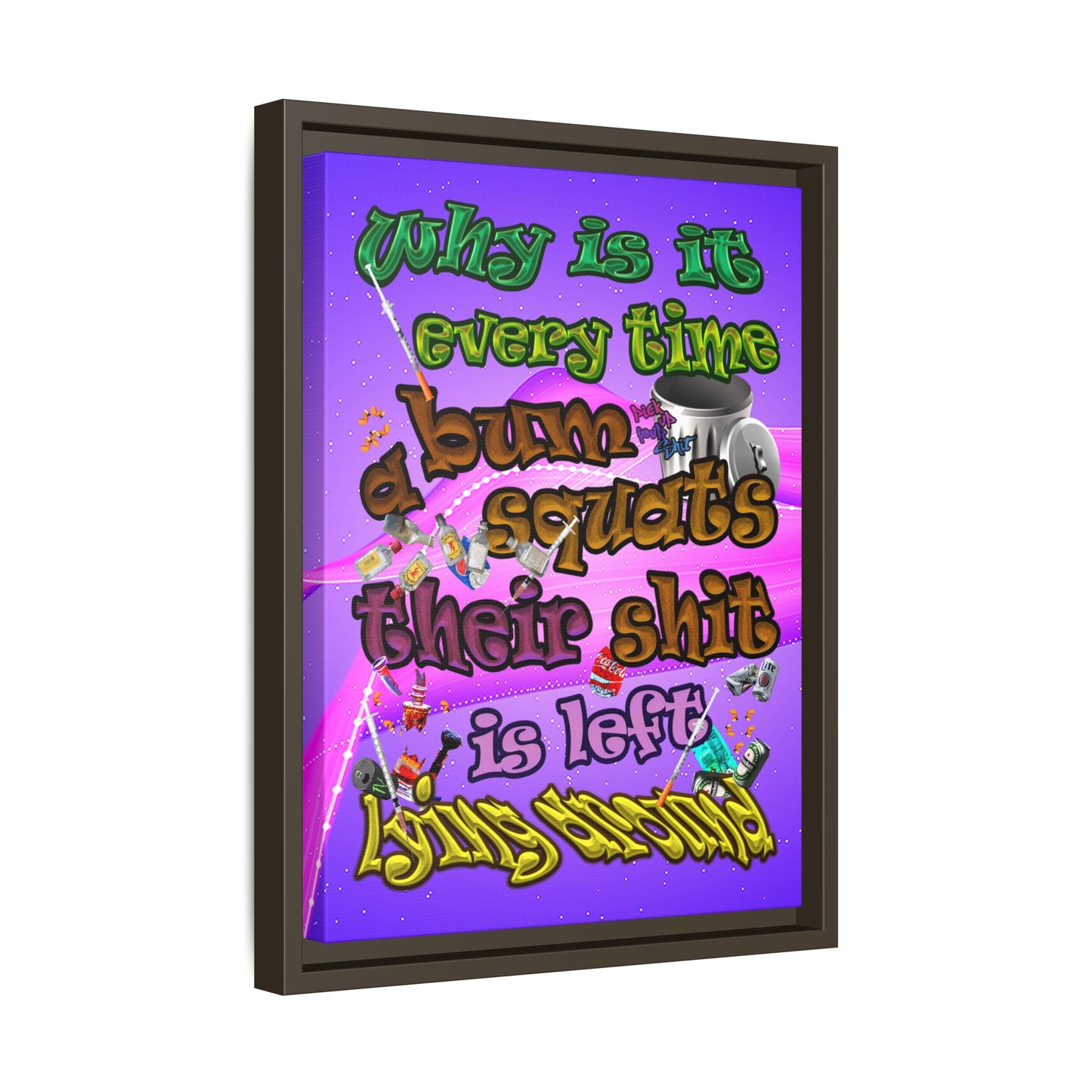 the bum's shit - framed canvas art (purple-pink wave)