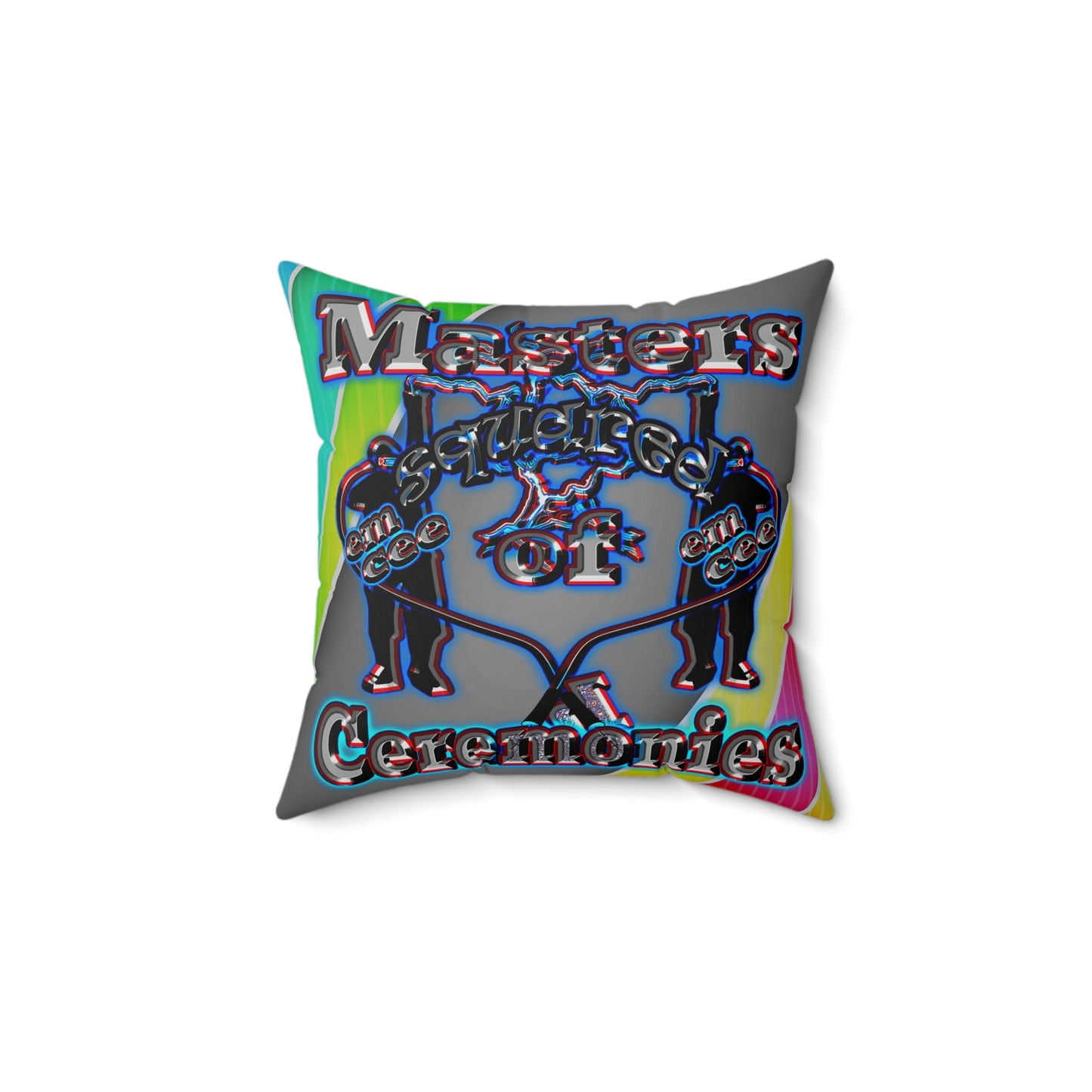 em cee squared - Spun Polyester Square Pillow - (rainbow split)