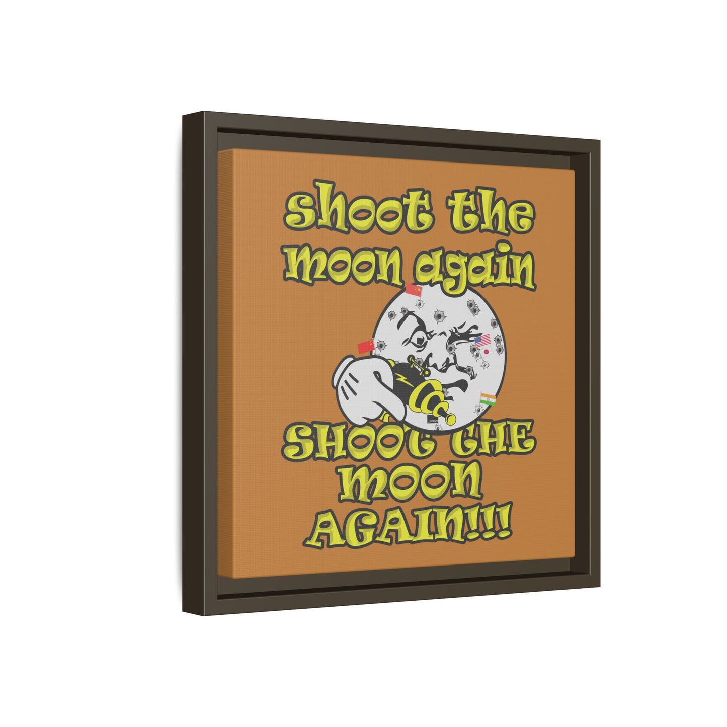 shoot the moon again - framed canvas art (light brown)