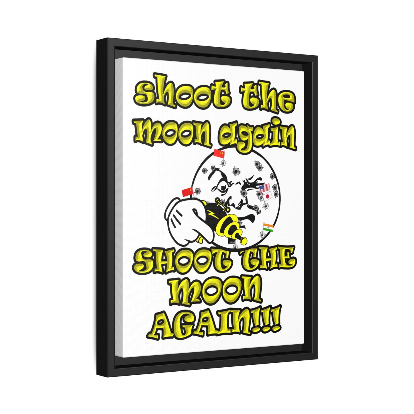 shoot the moon again - framed canvas art (white)
