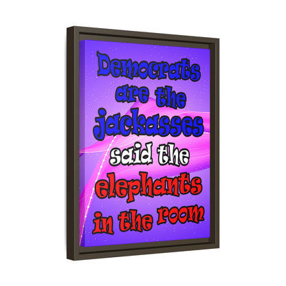 donkeys and elephants - framed canvas art (purple-pink wave)