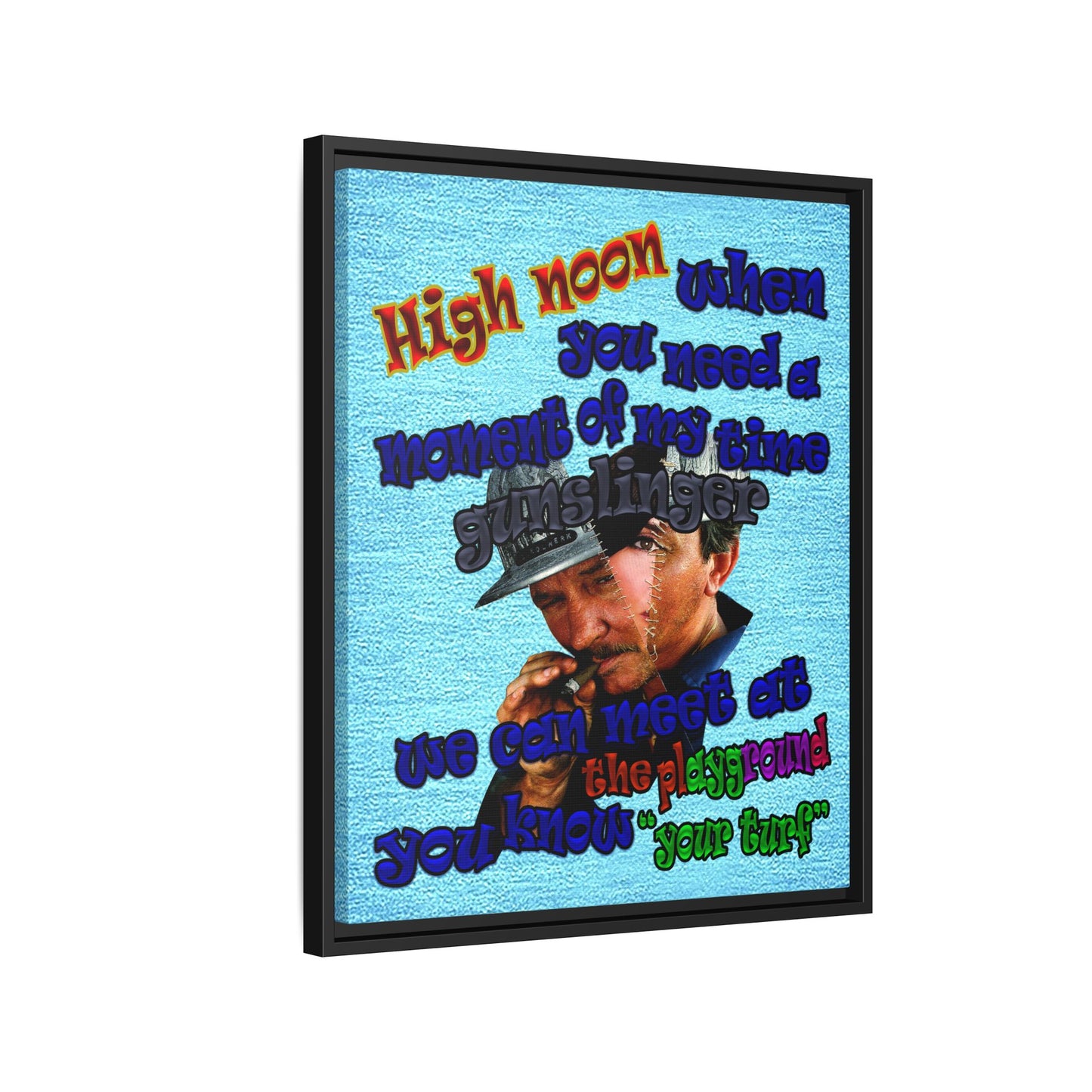 high noon - framed canvas art (faded blue)