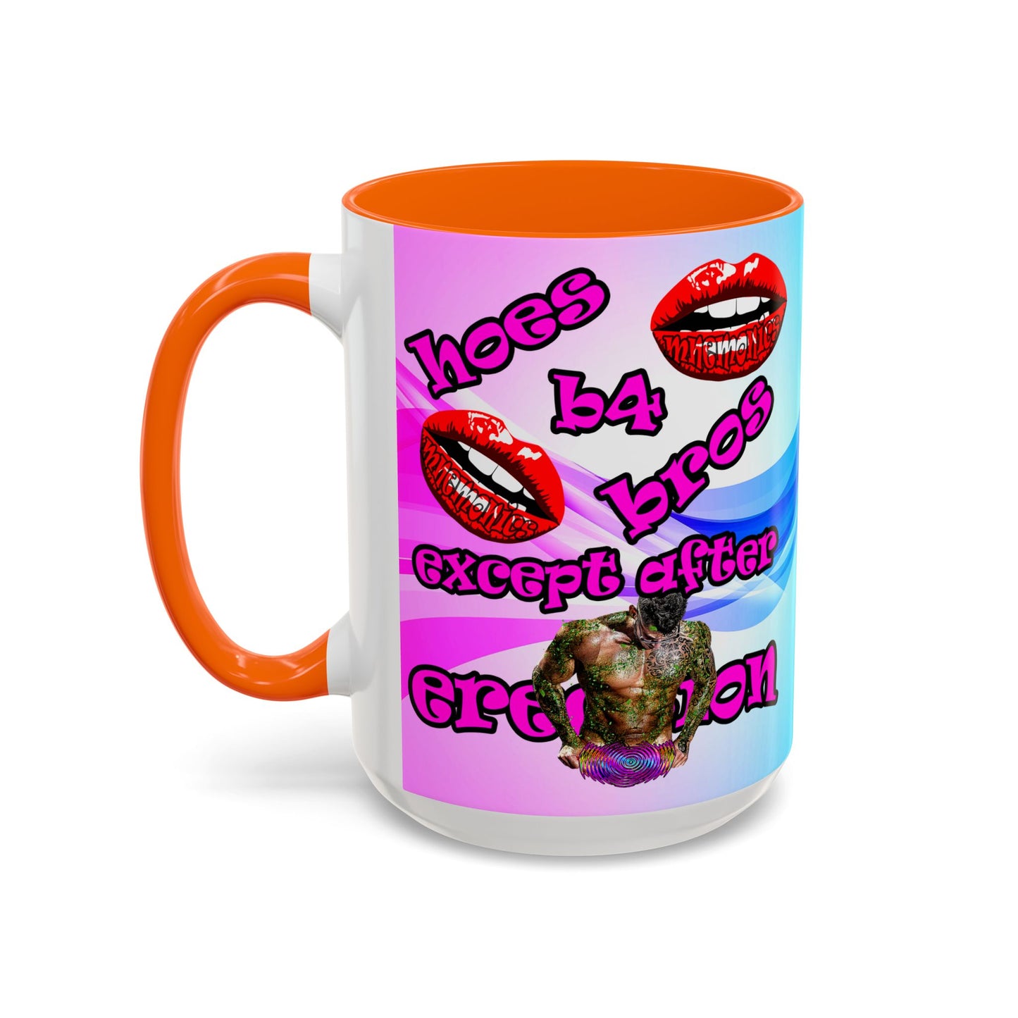 hoes b4 bros - Accent Mug (light blue-pink wave)
