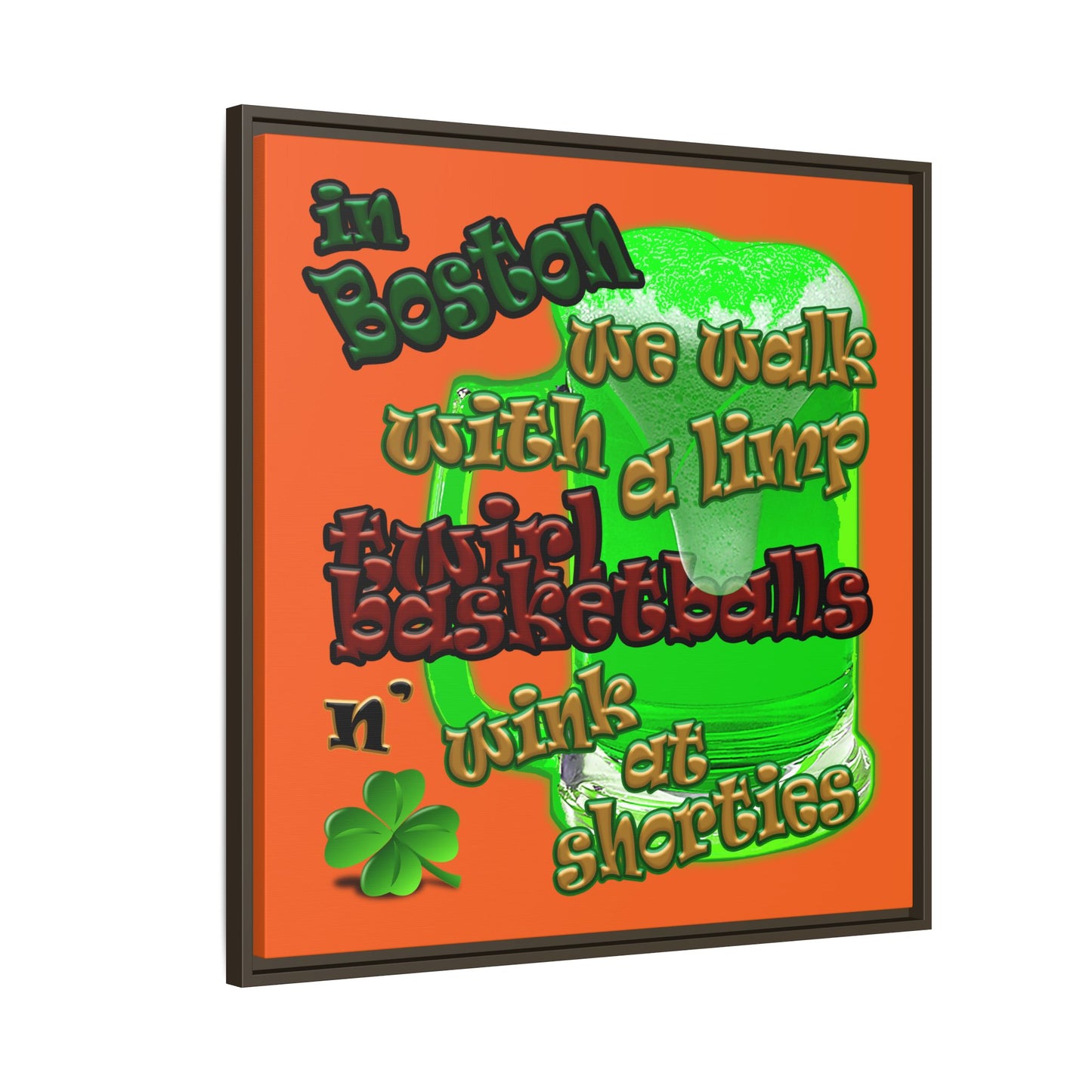 celtics logo - framed canvas art (orange)