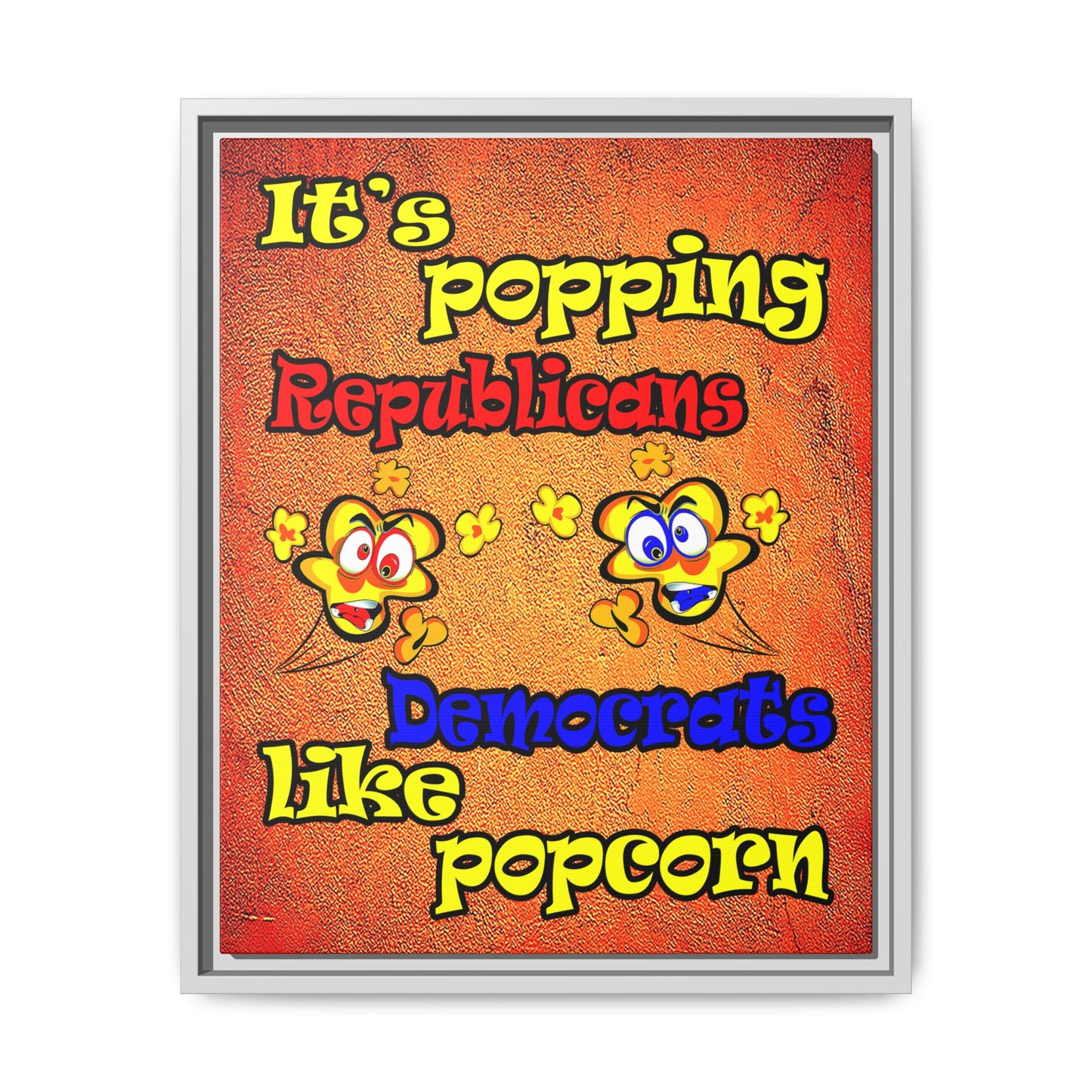 popping like popcorn - framed canvas art (burnt orange)