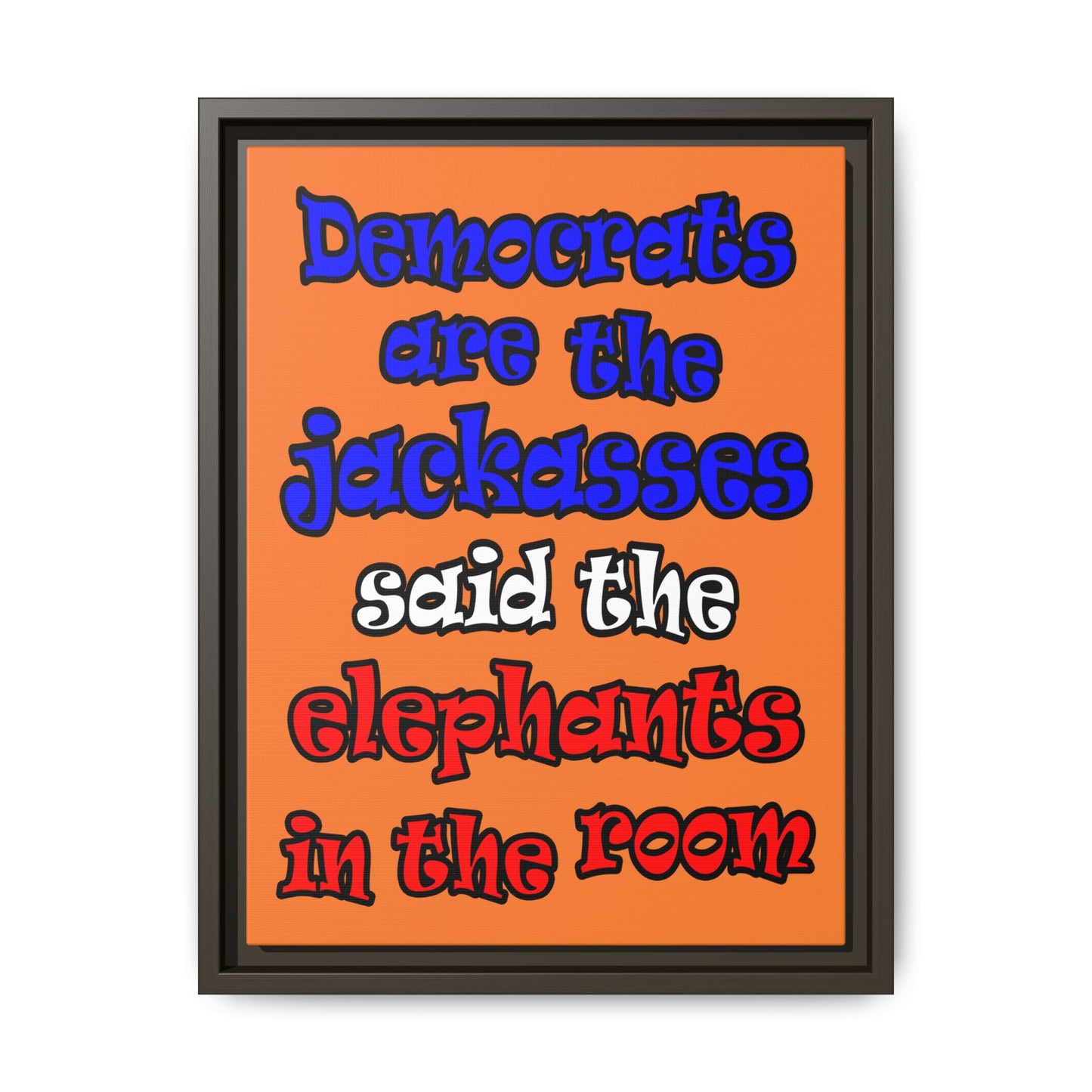 donkeys and elephants - framed canvas art (crusta)