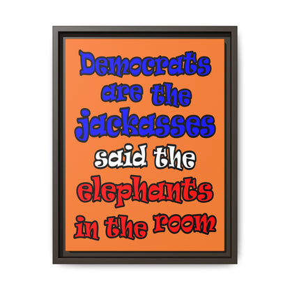 donkeys and elephants - framed canvas art (crusta)