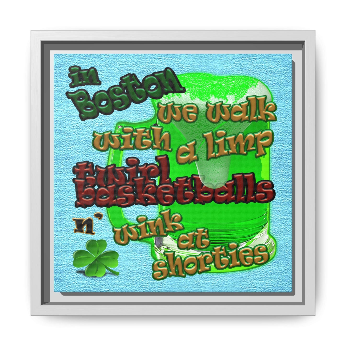 celtics logo - framed canvas art (faded blue)
