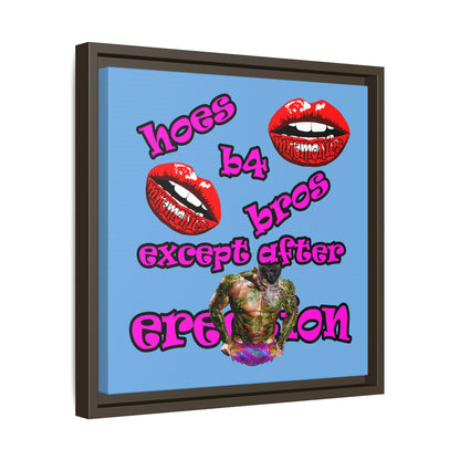 hoes b4 bros - framed canvas art (light blue)