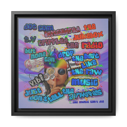 drop the beat - framed canvas art (light blue-pink wave)
