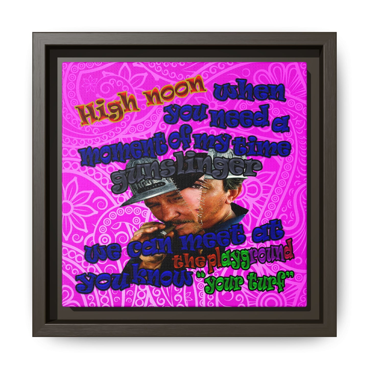 high noon - framed canvas art (pink swirl)