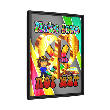 love peace - framed canvas art (rainbow split)