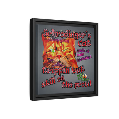 schrodinger's cat - framed canvas art (grey-light grey)