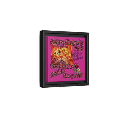 schrodinger's cat - framed canvas art (pink)