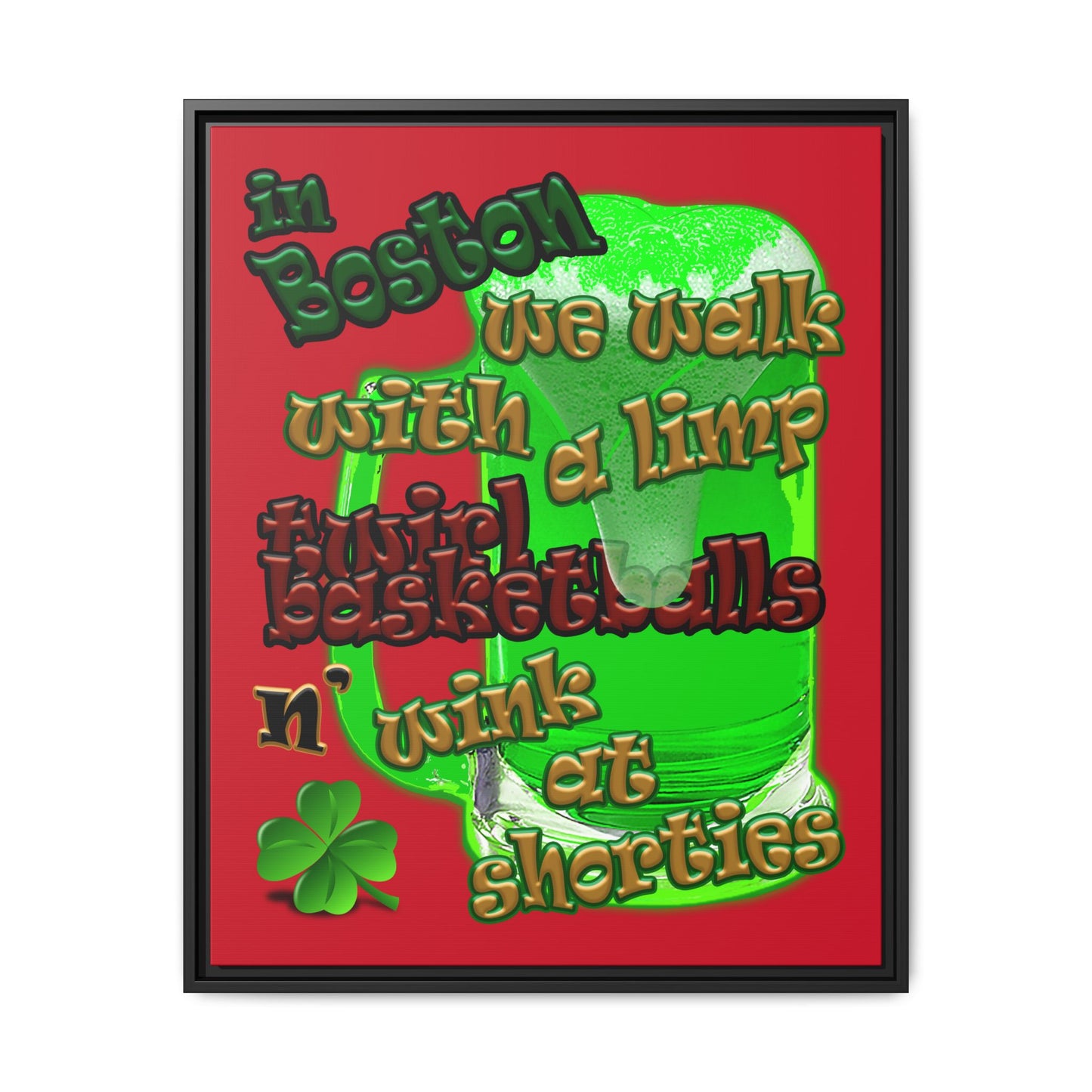 celtics logo - framed canvas art (dark red)