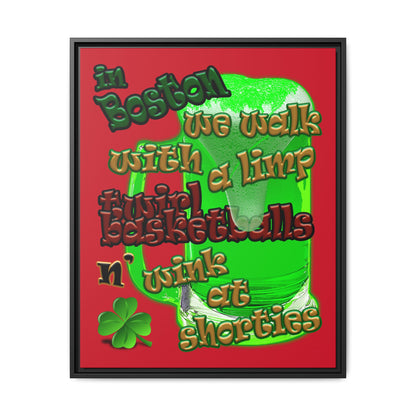 celtics logo - framed canvas art (dark red)