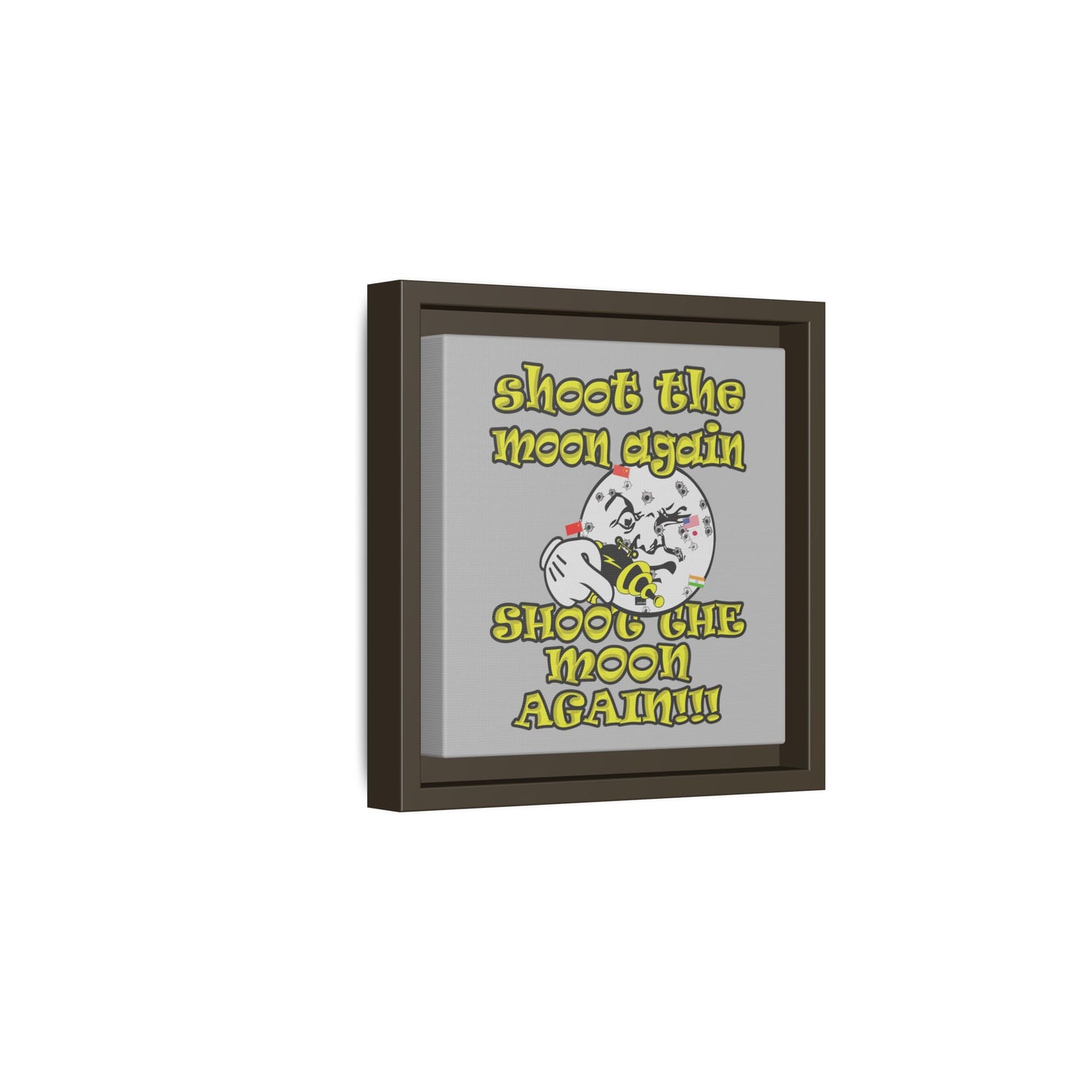 shoot the moon again - framed canvas art (light grey)