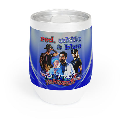 rw&b lives matter - Chill Wine Tumbler (blue-white wave)