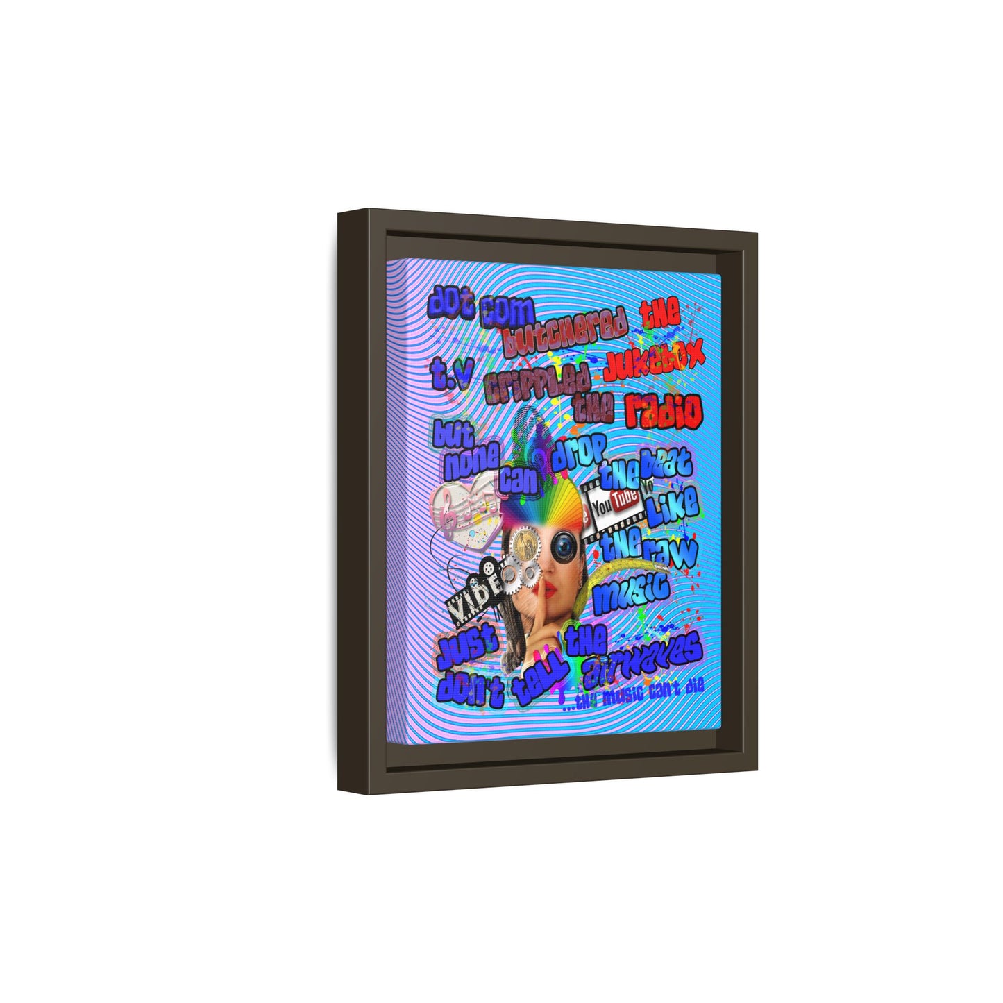 drop the beat - framed canvas art (light blue-purple wave)