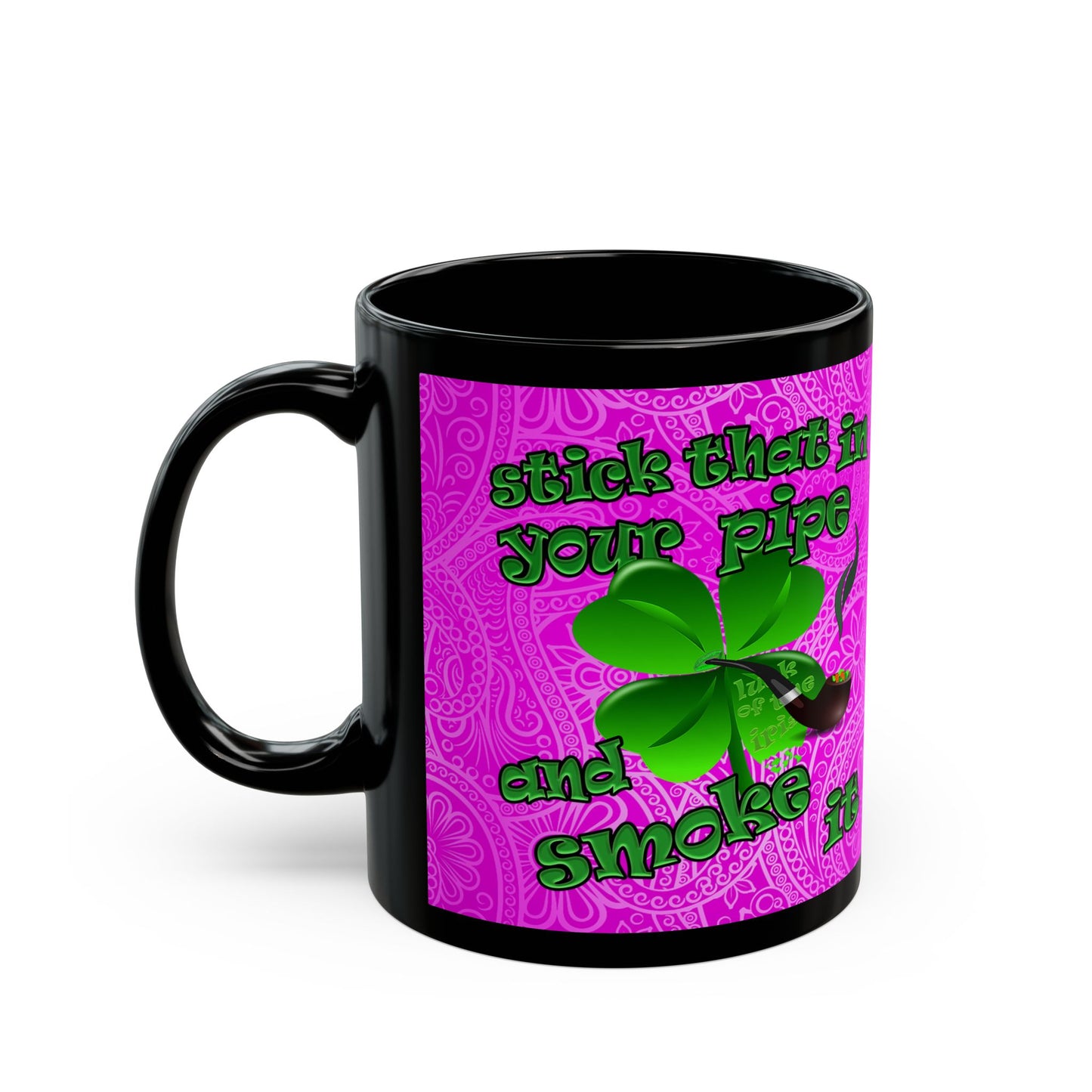 celtics logo - Black Mug (pink swirl)