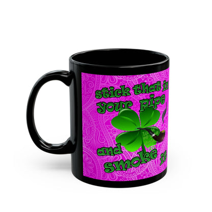 celtics logo - Black Mug (pink swirl)