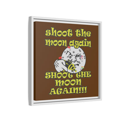 shoot the moon again - framed canvas art (brown)