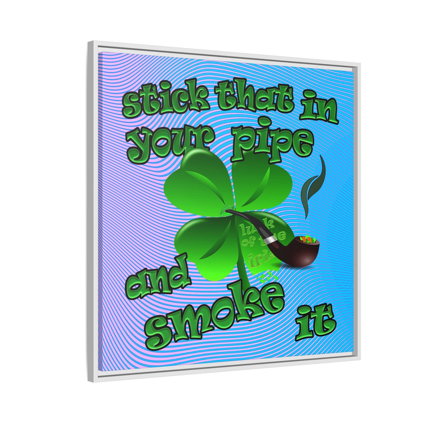 stick that in your pipe and smoke it - framed canvas art (light blue-purple wave)