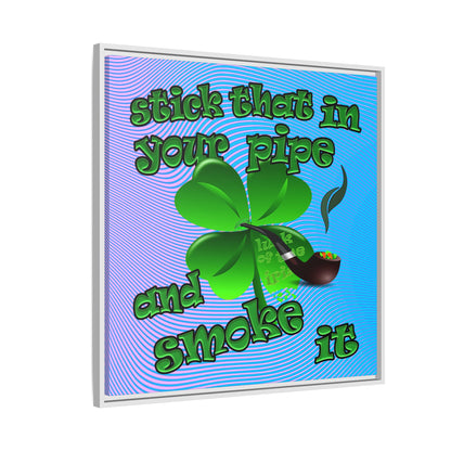 stick that in your pipe and smoke it - framed canvas art (light blue-purple wave)