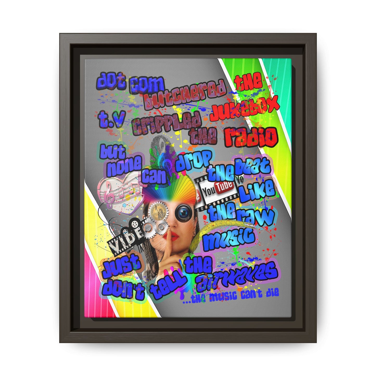 drop the beat - framed canvas art (rainbow split)