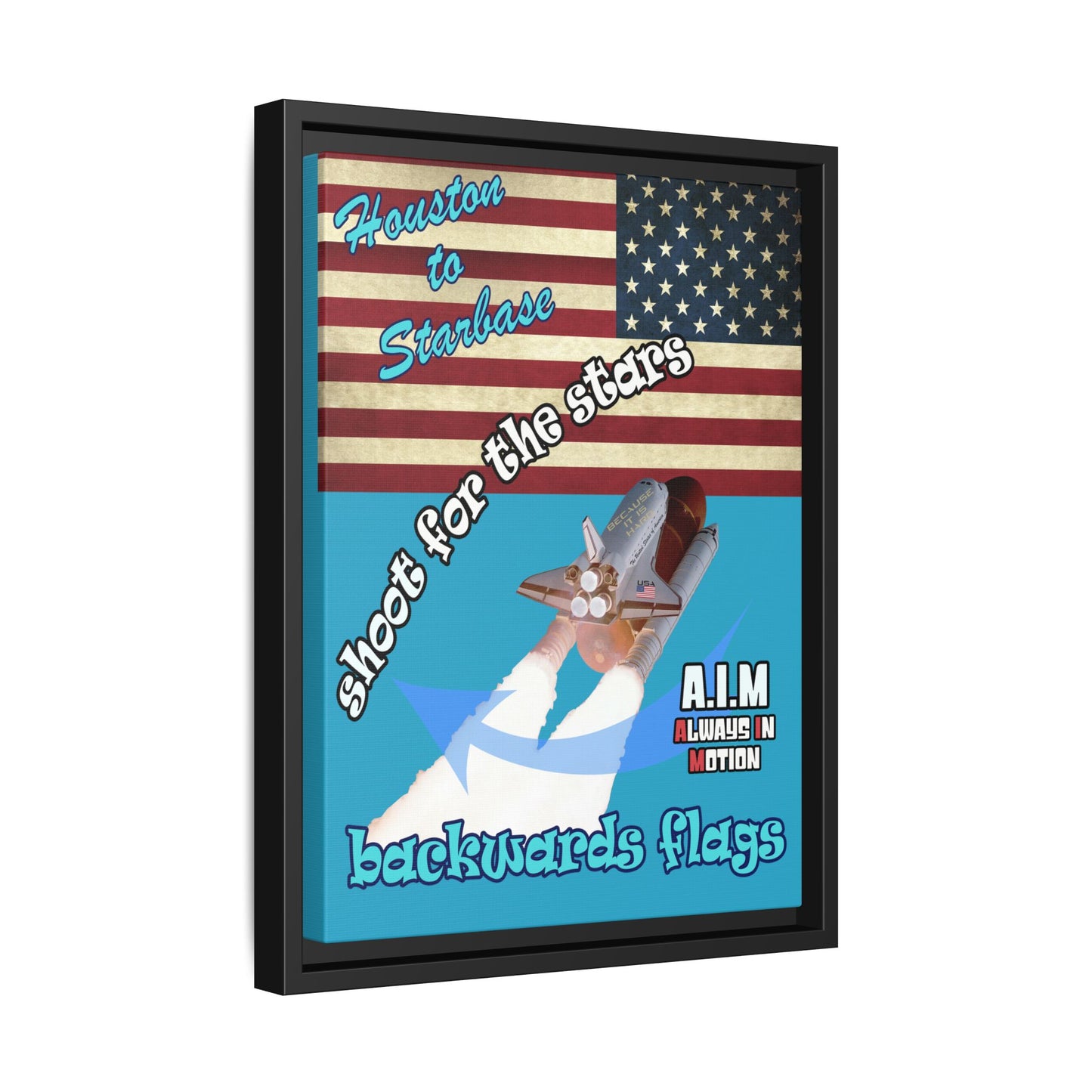 shoot for the stars - framed canvas art (turquoise)