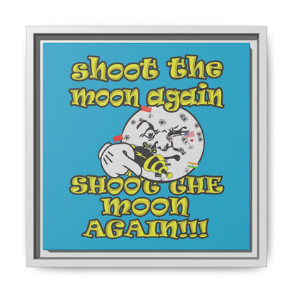 shoot the moon again - framed canvas art (turquoise)