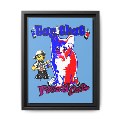 tag that - framed canvas art (light blue)