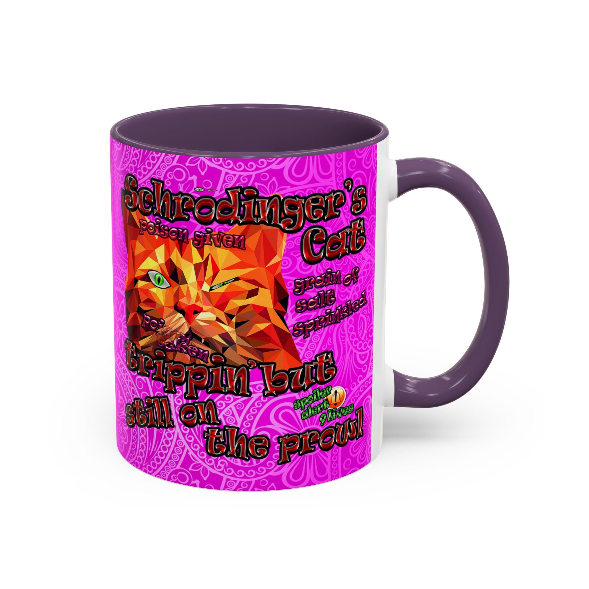 schrodinger's cat - Accent Mug (pink swirl)