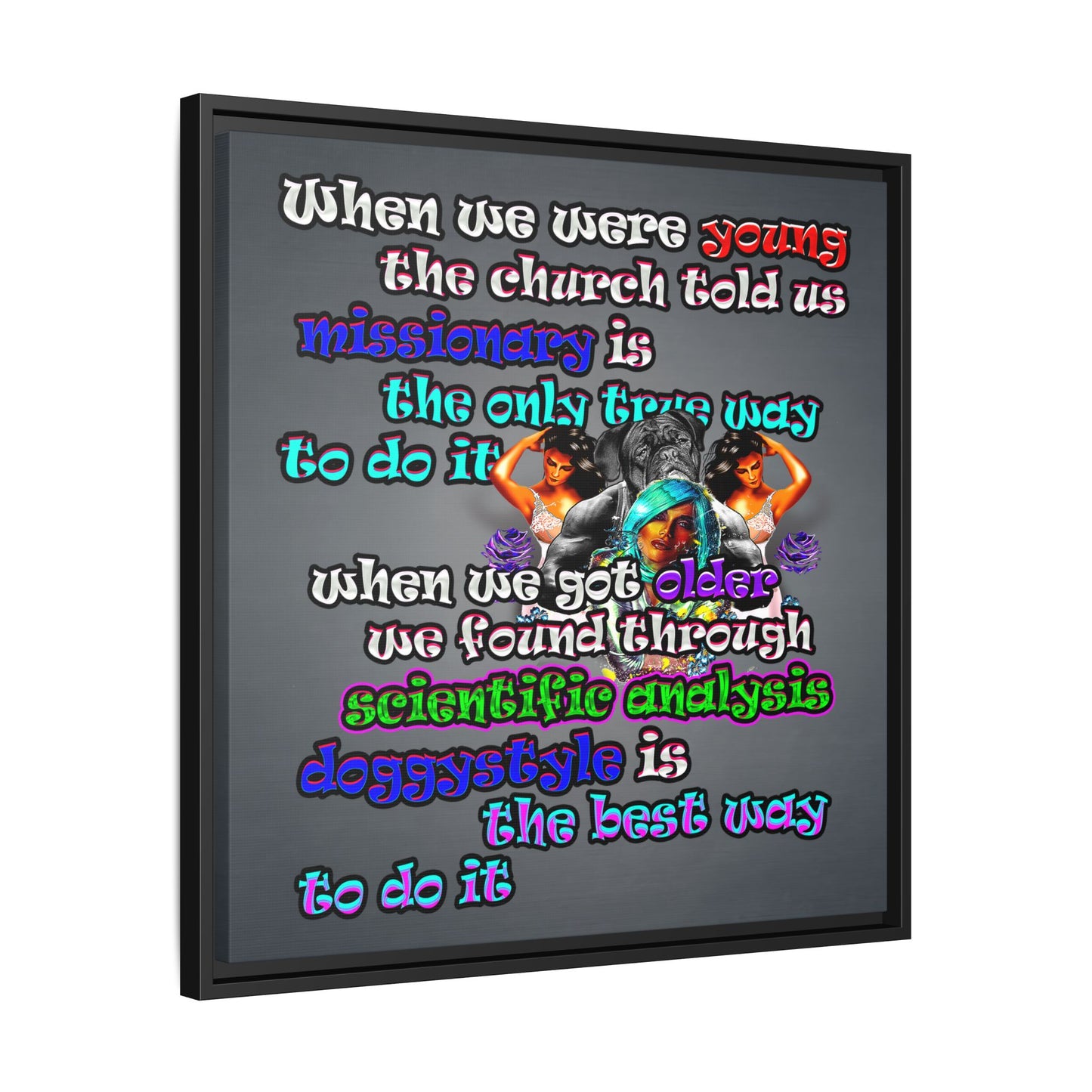 doggystyle - framed canvas art (grey-light grey)
