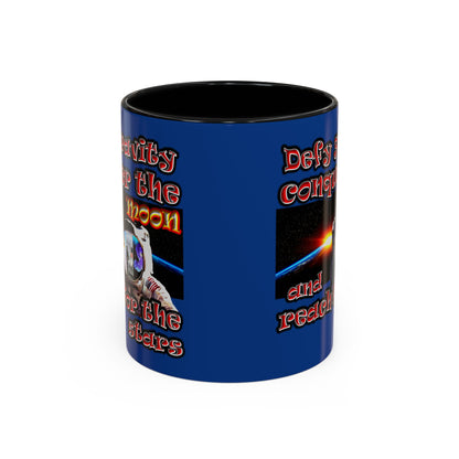 defy conquer reach - Accent Mug (dark blue)