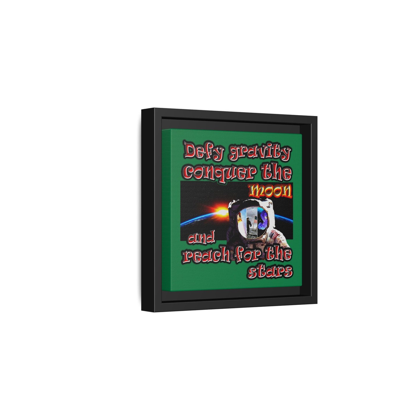 defy conquer reach - framed canvas art (dark green)