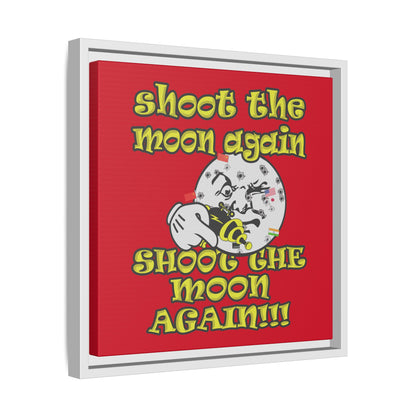 shoot the moon again - framed canvas art (dark red)