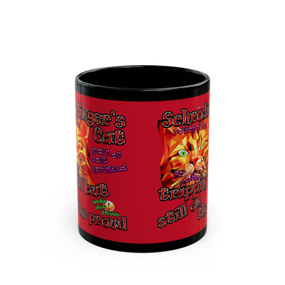 schrodinger's cat - Black Mug (dark red)
