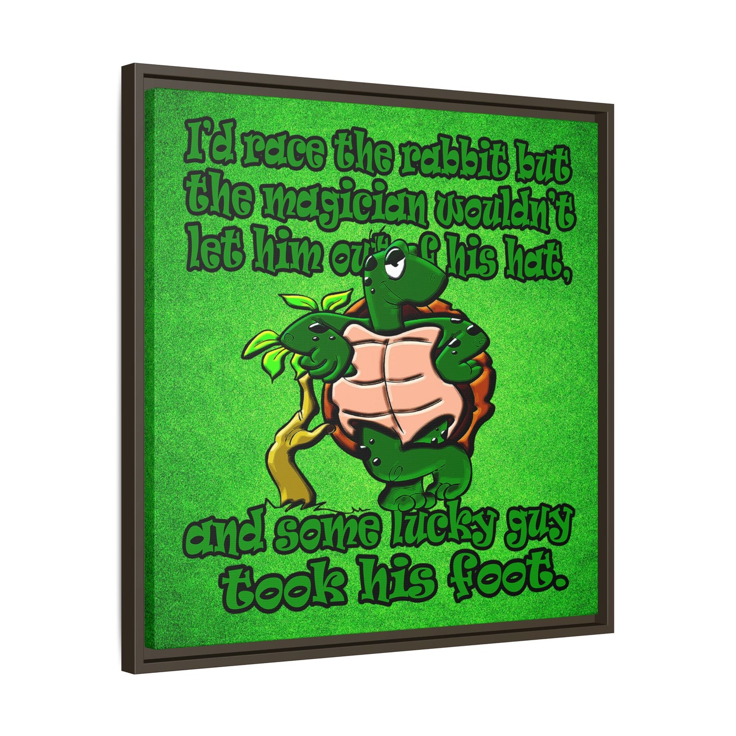 turtle race - framed canvas art (green turf)