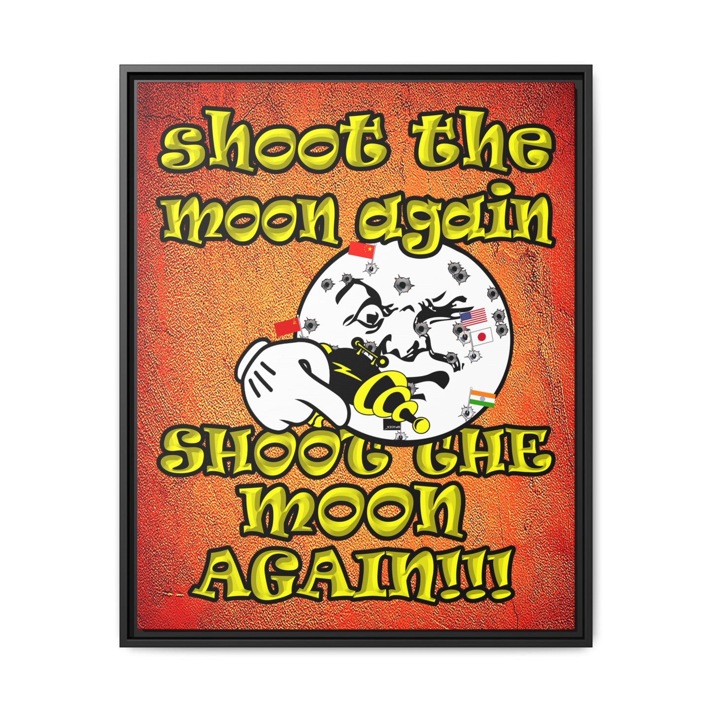 shoot the moon again - framed canvas art (burnt orange)