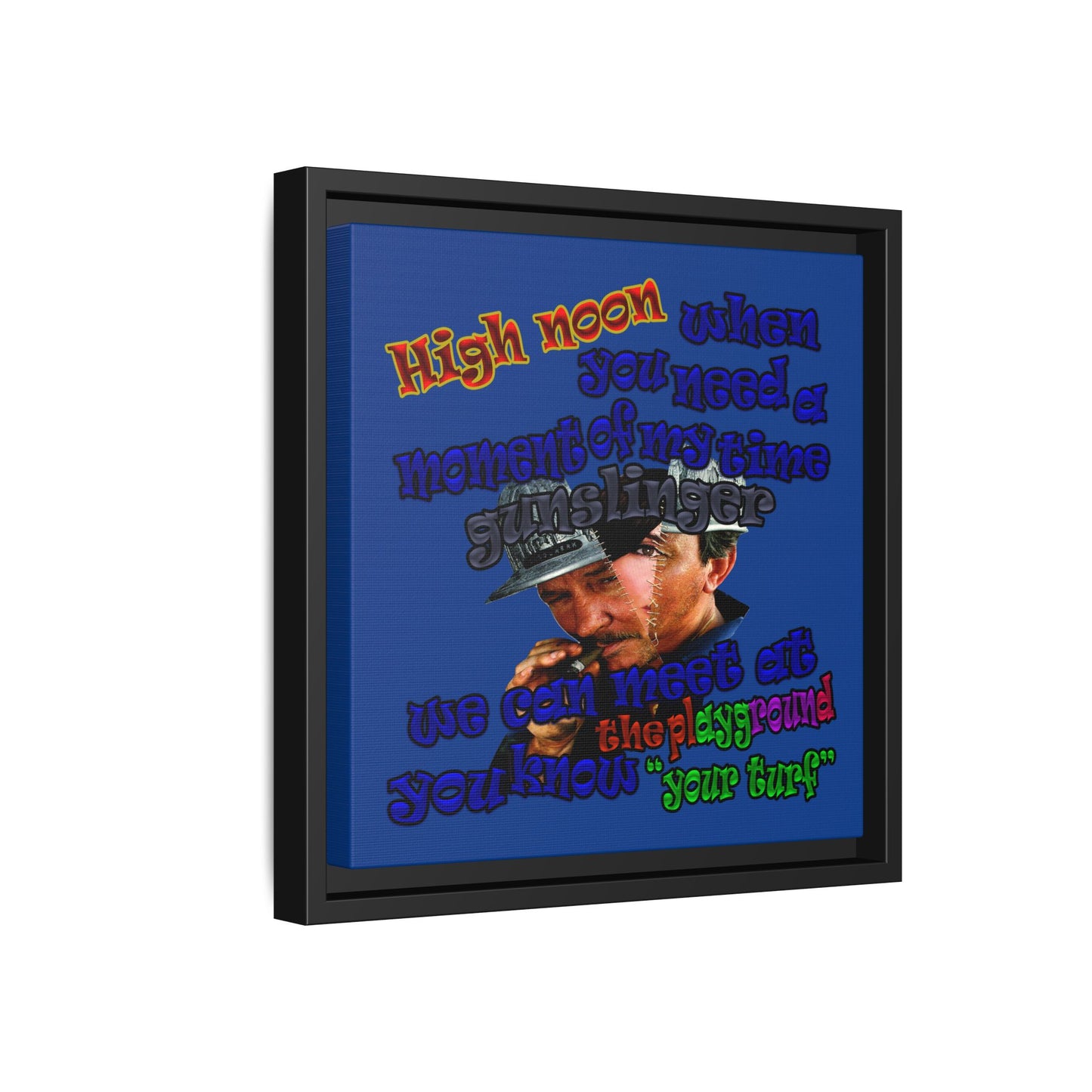 high noon - framed canvas art (dark blue)