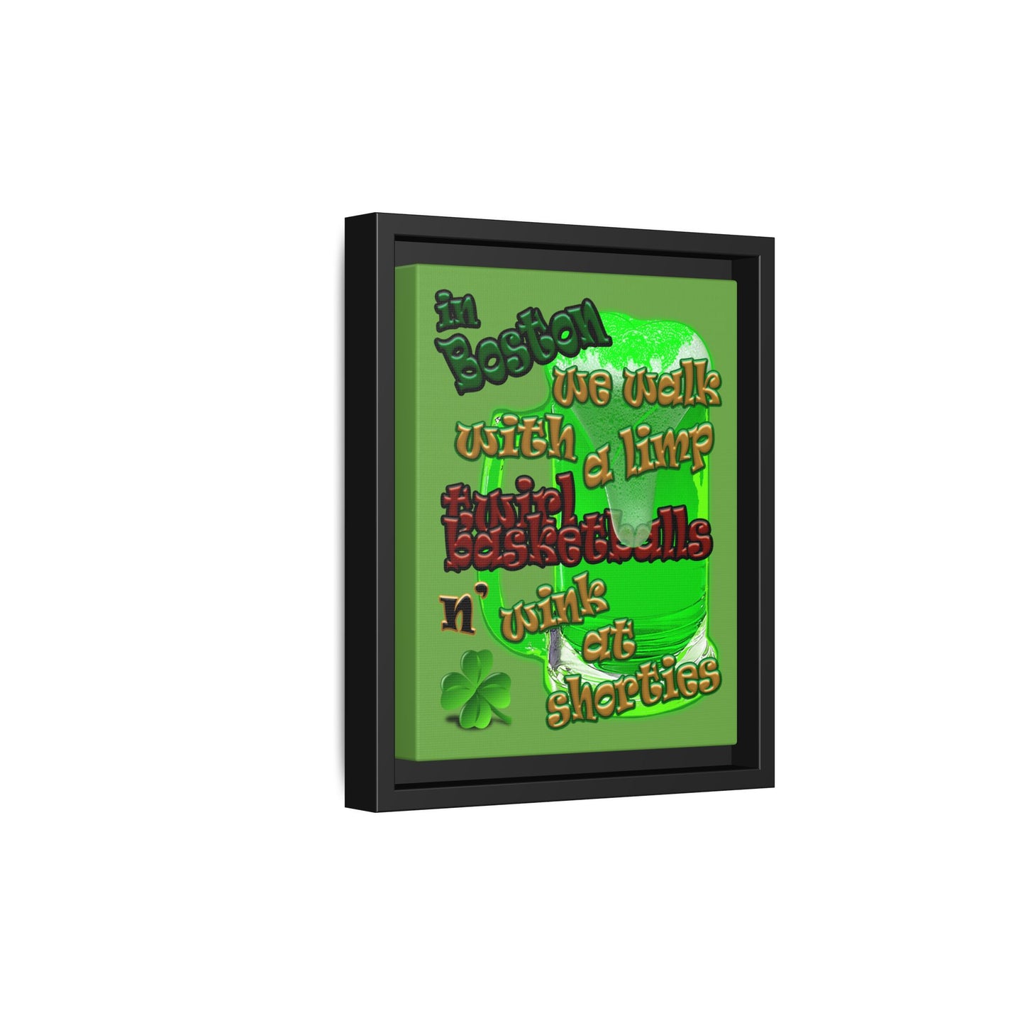 celtics logo - framed canvas art (green)
