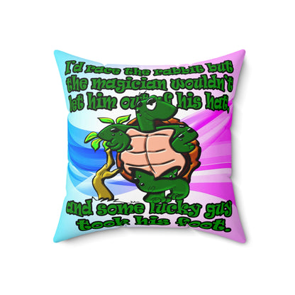 turtle race - Spun Polyester Square Pillow - (light blue-pink wave)