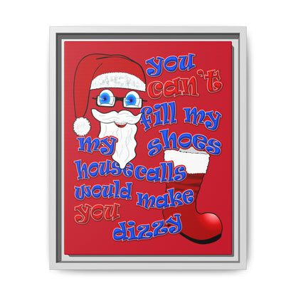 santa's shoes - framed canvas art (dark red)